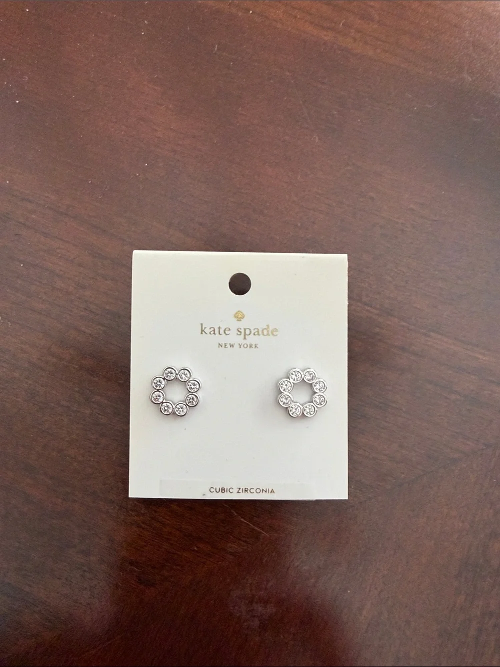 kate spade Silver Crystal Circle Floral Stud Earrings